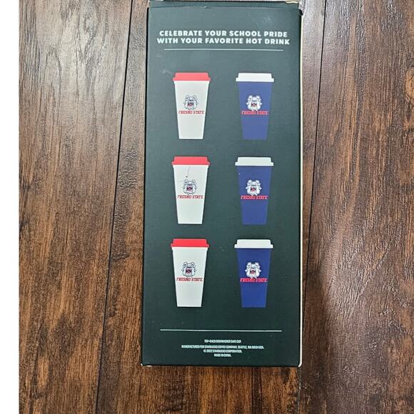 STARBUCKS Campus Collection Fresno State Reusable Hot Cups 6 pack new - Picture 2 of 2